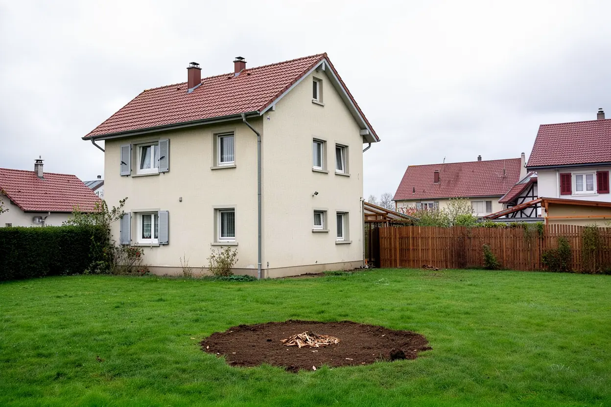 Pelouse nivelée après rognage de souche à Illzach