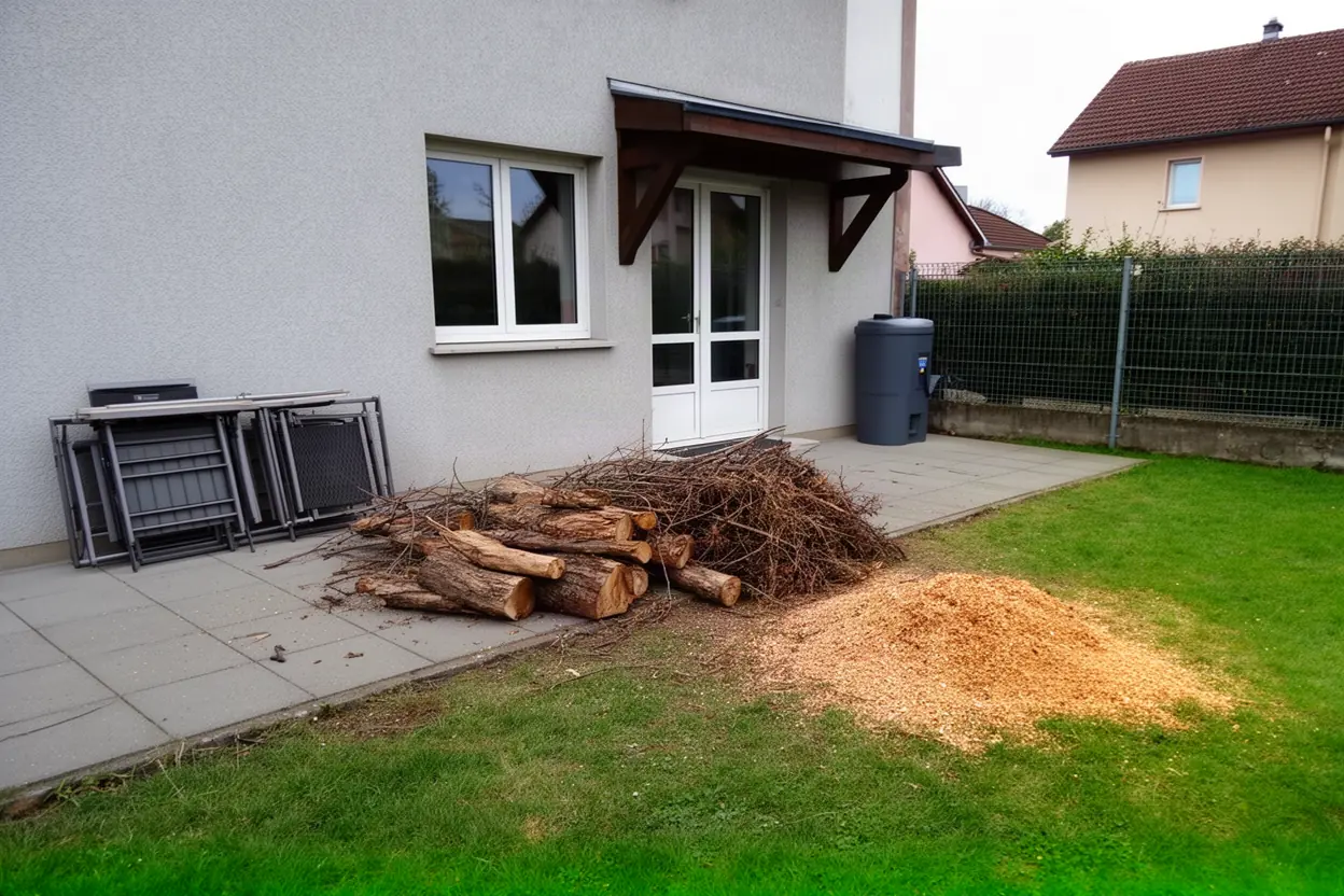 Bois coupé avant enlèvement à Kingersheim