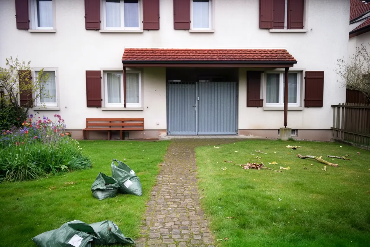 Jardin nettoyé après évacuation à Mulhouse