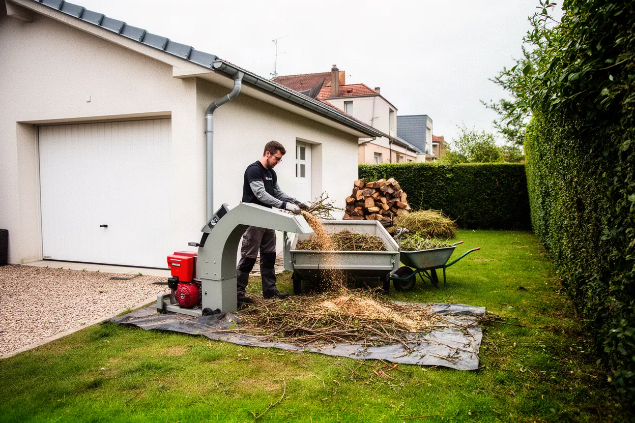 Équipe ramassant des déchets verts après coupe à Riedisheim